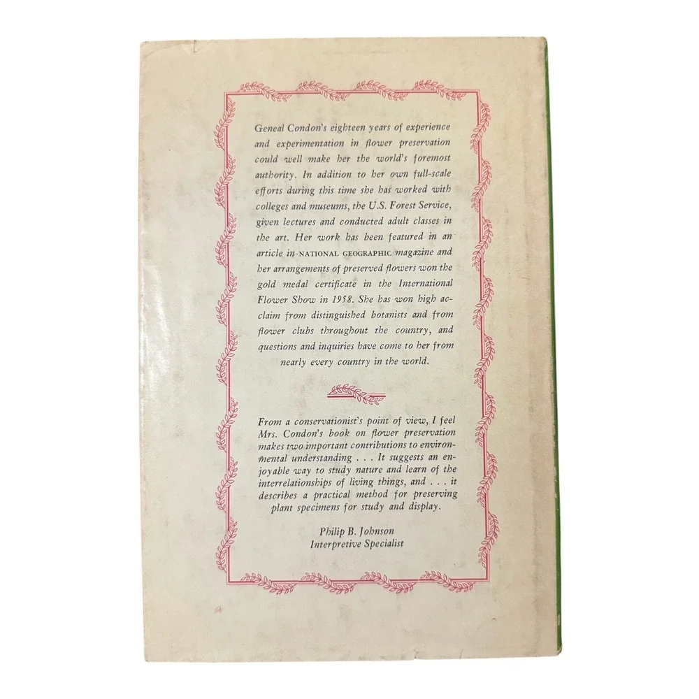The Complete Book of Flower Preservation by Geneal Condon 1970 Hardcover 2nd